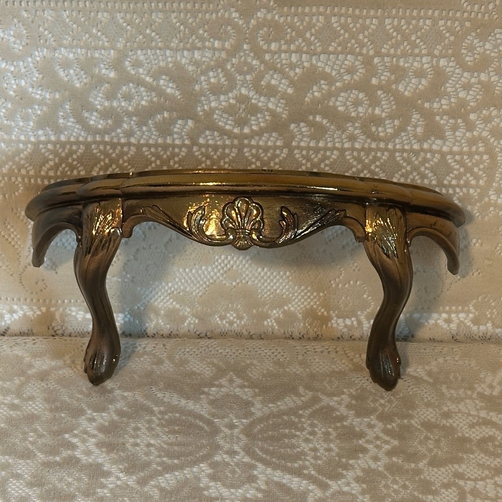 Vintage Burwood Gold Rococo Wall Shelf, Hollywood Regency Sconce
